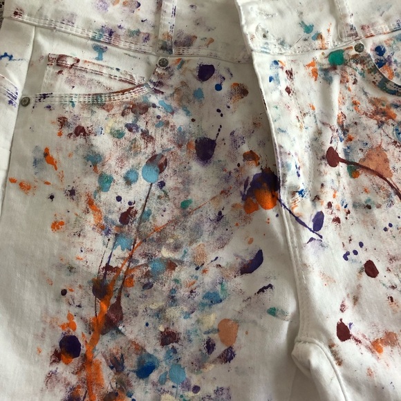 WAX Jeans Paint splatter white Jeans. Butt I love you Abstract High Waist. PRIDE - Picture 13 of 15
